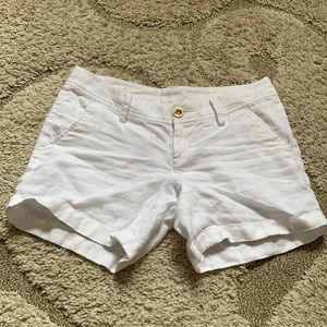 Lilly Pulitzer White Linen Calla Shorts 0 Zero